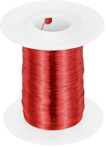 QUARKZMAN Kupferlackdraht 0.25mm, 30 AWG, isolierter bis 155°C Kupferdraht, Lackdraht für Transformatoren, Handwerk, Elektrik und DIY, Rot (113.2G）