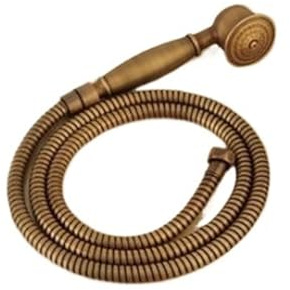 Cabezal de ducha clásico de bronce con soporte for teléfono, manguera de plomería de acero inoxidable de 1,5 m, soporte de latón(Clear)