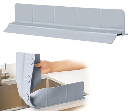 QQdou Kitchen Sink Splash Guard, Upgraded Version With Suction Cup, 58cm Extra Long Silicone Water Splash Guard, Reusable Splash Protector for Faucet, Washing Dishes, Kitchen Sink