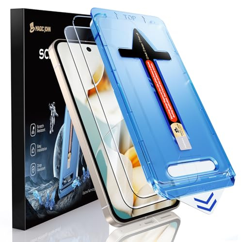 MAGIC JOHN 2 Stück für Google Pixel 9A Schutzfolie mit Installationshilfe | 6.3 Zoll, HD-Klar, Automatische Staubeliminierung, 9H Härte Schutzglas, Displayschutzfolie, Blasenfrei