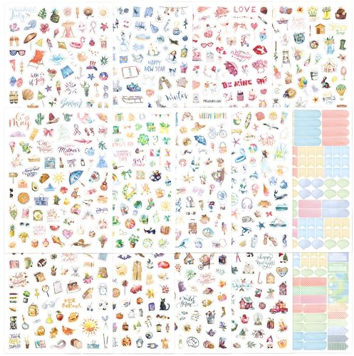 Feiertags Stickers, Holografisches Sticker Set für Scrapbook, Fotoalbum oder Bullet Journal, Scrapbook Stickers, Sticker Scrapbooking, dekorativ und Sticker Aesthetic für DIY Projekte (bunt)