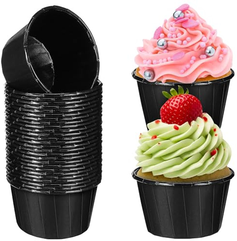 Moule Cupcake Papier Noir 60 Pièces, Papier Cuisson 230 °c Antiadhésif | Mousse, Mariage et Fiançailles, Accessoires pour Moules à Pâtisserie, Moules à Muffins