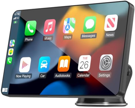 7 Pantalla Carplay Coche Sin Instalación para A-pple Car Play y Android Auto, Pantalla Táctil para Coche con Bluetooth, Mirror Link, Navegación GPS, Asistencia de Voz, FM, AUX
