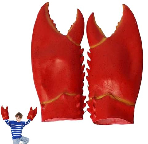 Hotainoys Crab Claws Gloves 1 Pair Natural Latex Funny Lobster Claws 14.17x7.87 Inch Giant Cosplay Gloves Crab Costume for Halloween Props Lobster