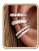 AVOTTO 3pcs Ear Cuff No Piercing for Women Silver Earrings Jewellry Gifts