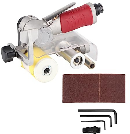 Levigatrice a nastro TMB 1A da banco, macchina pneumatica ad aria per levigatura a nastro con guida di molatura, nastro a ciclo chiuso 60 x 280 mm per la lucidatura dei metalli e