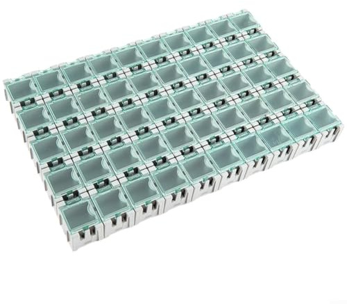 Hoppipola 50 stycken för smd byggdelar, förvaringslåda, plast, elektronik, sorteringslåda för motstånd, kondensatorer 25 x 30 x 20 mm (grå)