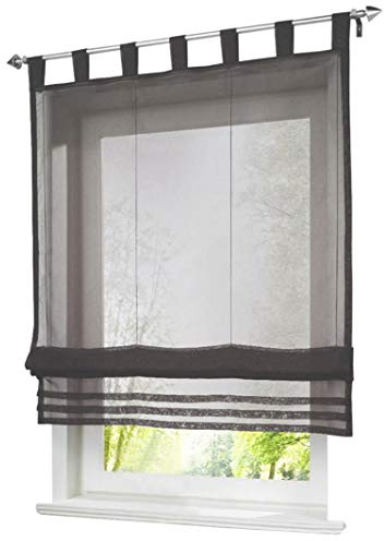 1er-Pack Raffrollo mit Schlaufen Gardinen Voile Transparent Vorhang (BxH 100x155cm, grau)