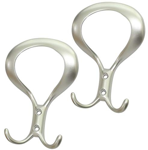 AERZETIX: 2x Patère mural en métal porte-manteau crochet Vistule couleur argent satin 128/87mm C41361