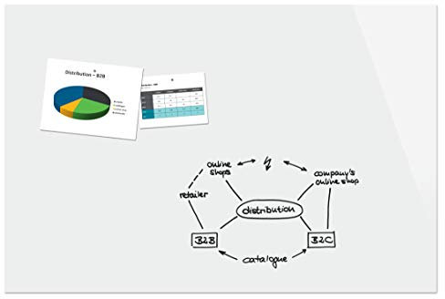 Sigel B1600 Große Glas-Magnettafel BeBoard, Whiteboard rein-weiß, 180 x 120 cm, magnetisch & beschreibbar, incl 2 Neodym-Magnete, rahmenlos, für Büro und Schule