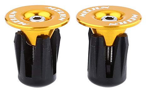 VBESTLIFE Fahrrad-Endstopfen, 2 Stück Fahrradlenker-Endstopfen Lenkerkappen Fahrradlenkergriffe Lenkerendkappe für die meisten Fahrräder(Gold) Fahrt