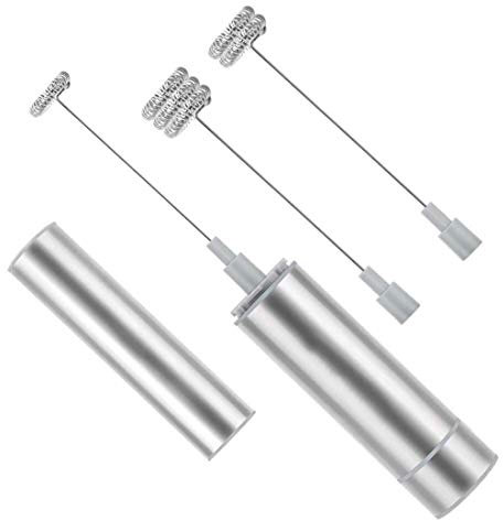 LTLWSH Montalatte Elettrico, Miscelatore Latte Portatile Schiumatore con 3 Testina Frullino Molla, Potente Schiumalatte Elettrico per Il Latte/caffè/Cappuccino