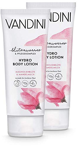 VANDINI Hydro Body Lotion Damen mit Magnolienblüte & Mandelmilch - Body Lotion für normale bis trockene Haut - vegane Body Lotion für Frauen ohne Silikone, Parabene & Mineralöl (2x 200 ml)