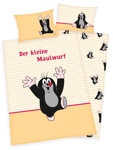Herding Der kleine Maulwurf Bettwäsche 40x60 + 100x135cm 100% Baumwolle mit Reißverschluss