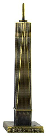 Pevfeciy Skulptur New York Freedom Tower Model Home Büro Dekoration Ornamente Metall Handwerk Handwerk Gebäude, 3D Metall Modell Souvenirs Geschenke, Dekoration Statue,11cm