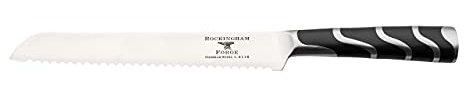 Rockingham Forge 128 Series 8 Inch Bread Knife with Serrated Edge Blade Made of German Steel, Ergonomic Handle Made of ABS Plastic and Steel Stainless Steel & Black Plastic, RF-1287