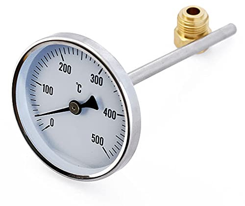 Rauchgas Abgas Thermometer Heizung Rohr 500°C Bimetall Zeiger Ofen Brenner 150mm