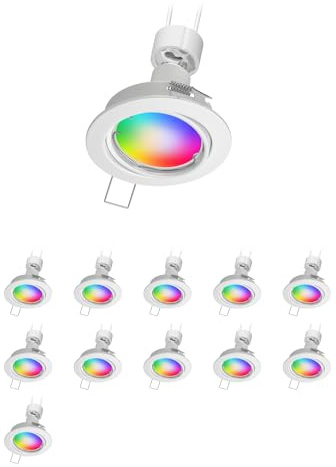 ledscom.de 12x faretto da incasso a soffitto FERE cornice bianca orientabile incl. lampada LED Smart Home RGBW GU10, 5,41W, 473lm