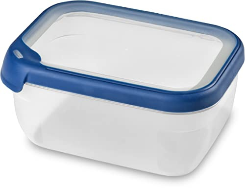 Curver Boîte alimentaire rectangulaire multi usage 1,8L en polypropylène 100% recyclé, 20x15x9,3 cm, adapté au Micro-Ondes, Lave-Vaisselle, Congélateur- Bleu