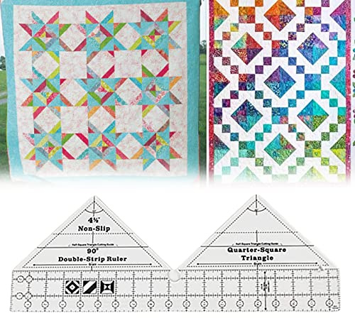 NAUXIU 90 Degree Double Strip Quilt Ruler,Patchwork Lineal Nähen,Quilt Ruler Set,sew Ruler, Näh Lineal Muster, Quilten Lineale, Stoffe Lineal, Template Ruler,DIY-Werkzeuge Für Einfache Quilt-Designs