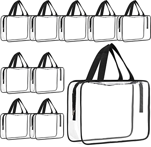 Reginary 10 Large Clear Cosmetic Bags with Zipper, Toiletry Travel Pouches
