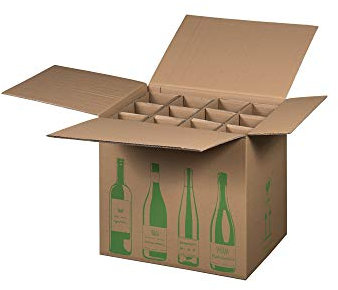 karton-billiger | Flaschenversandkarton Weinkarton Flaschenversand PTZ Zertifikat, DPD, Hermes, 2 Größen | 6-12 Flaschen (10 St, 12 Flaschen)