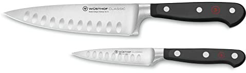 WÜSTHOF Classic Messersatz mit 2 Messern mit Kullenschliff, Schwarz, 6-inch and 3.5-inch