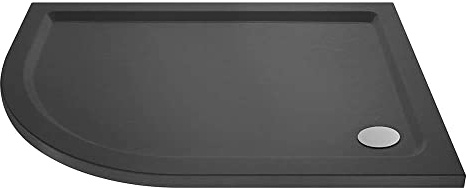 VeeBath 40mm Slate Grey Offset Shower Tray LH for Walk in Wet Room Enclosure Cubicle - 1000 x 800mm