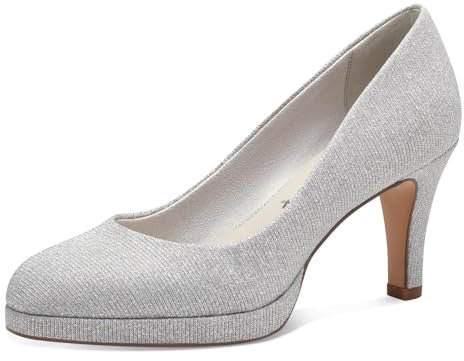 Tamaris Damen Pumps Textil Vegan Stilettoabsatz; Silver Glam/metallic; 38