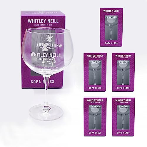 Strength & Honour | 6 x Whitley Neill Balloon Goblet Gin Glass | Gift Set, Gin and Tonic Glasses | Individually Boxed, Purple | 568ml / 20oz