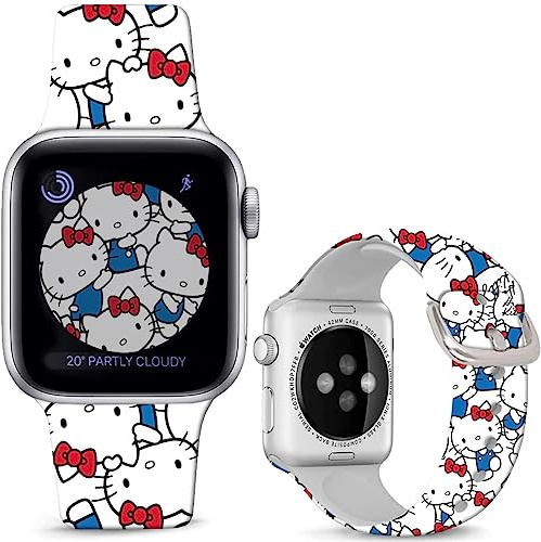 Leotop Sports Soft Silicone Bands Compatible with Apple Watch 49mm/Ultra 46mm 45mm 44mm 42mm 41mm 40mm 38mm,Wristband Pattern PrintedStrap for iWatch Series SE 10 9 8 7 6 5 4 3 2 1 for Women Men.