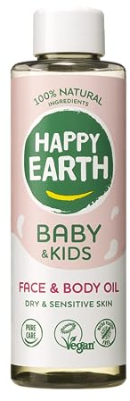 Happy Earth Aceite para Bebés - Para Rostro & Cuerpo - 100% Ingredientes Naturales & Veganos - Para Piel Seca y Sensible - 150 ML