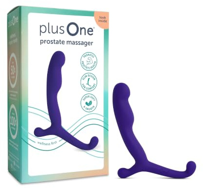 plusOne Masajeador de próstata de 4 pulgadas, juguete personal, estimulador masculino, hecho de silicona segura para el cuerpo, impermeable, con brazo externo para un uso fácil