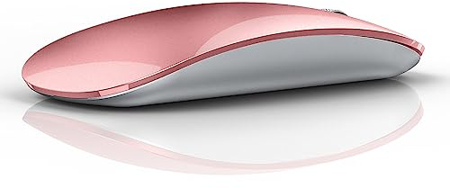 Uiosmuph U30 Souris Bluetooth, Trois Modes Souris sans Fil (BT5.1+ BT5.1+ USB) Bluetooth silencieuse Rechargeable Souris Portable pour Mac/Ordinateur/Android, Rose Gold