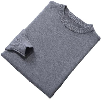 Maglione girocollo in cashmere per uomo autunno inverno morbido maglione caldo fondo solido maglione lavorato a maglia, Grigio medio9, XL