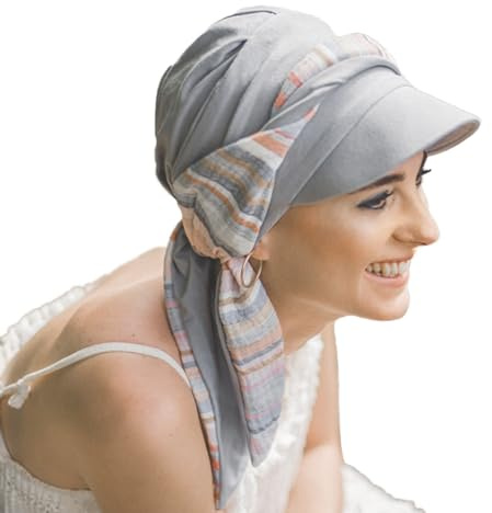 CAREBELL Onkologisk keps/Amalfi-modell/Medelhavspärldesign/kemoterapi och alopeci/bambutyg/bekväm och andningsbar/håravfall