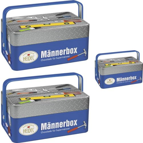 Heidel Männerbox Chocopralinen mit Milchcremefüllung für Supermänner Schokolade 86 Gramm X 3 STÜCK