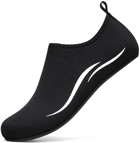 RUOMU Scarpe Scoglio Uomo Scarpette per Scogli Water Shoes Donna Scarpe per Mare Antiscivolo Scarpe Spiaggia Scarpe Acquatiche per Sport Acquatici Parco Acquatico.(Nero,38 EU)