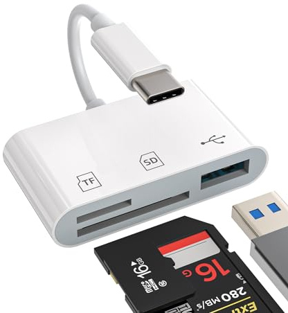 TF Micro SD Card Reader USB C Hub (3in1) Type-C 3.0 Port Docking Station Adapter for Apple iPhone15 Pro Max for iPad Macbook Compatible for Samsung Galaxy Thunderbolt 4 Memory Flash Drive Dongle Cable