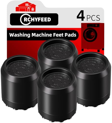 RCHYFEED 4 Pcs Washing Machine Feet Pads，Slip Noise Cancelling Anti Vibration Mat，Washing Machine Stabilizer for Washing Machines and Dryers (Black）
