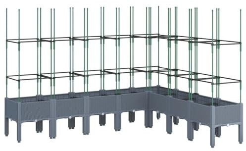 vidaXL Jardinera con Enrejado, Macetero de Plantas Flores, Maceta de Hierbas, Arriate para Jardín Patio Balcón Terraza, PP Azul Gris 200x160x142,5 cm