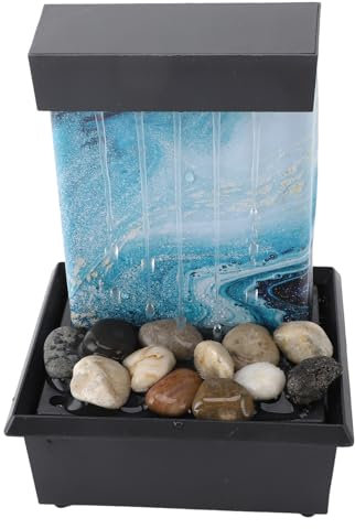 Tisch-Wasserbrunnen, LED-Leuchten, Kompakter Tisch-Wasserbrunnen, USB- oder Batteriebetrieben, Tischbrunnen, Zirkulierendes Fließendes Wasser mit Steinen für Zuhause
