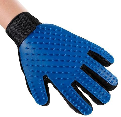 Small&Light OUTLET PRICE!! Dog Grooming Glove/Pet Brush Glove Hair Removal Mess-free Grooming with 260 TipsDog, Cats, Rabbits & Horses with Long/Short/Curly Hair [Blue Left Hand]