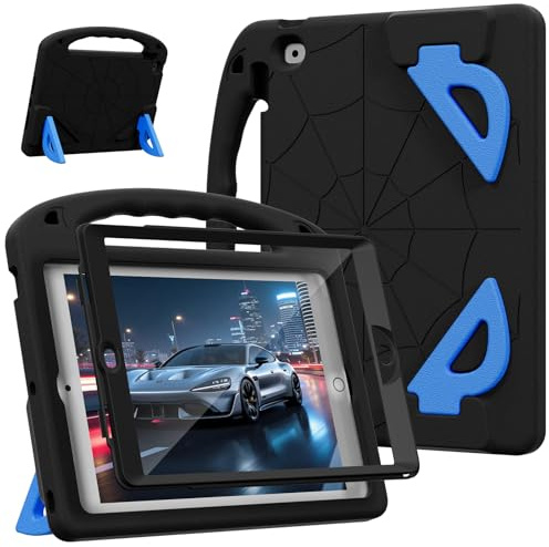 LKOOZO Kids Case for iPad 9th/8th/7th Generation (iPad 10.2 inch 2021/2020/2019), Shockproof Cover with Screen Protector (Black)