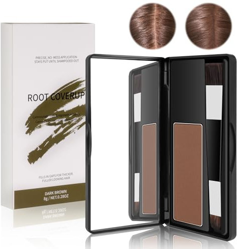 LOPHE Ansatzpuder, Haaransatz Ausbessern & Haarausfall Abdecken, Ansatzpuder für Männer und Frauen, Wasserfestes Haar Make-up zum Ansatz kaschieren, 8g(Dunkelbraun)