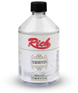 Rich TURPENTINE OIL 500 ml,Leicht Riechendes Terpentinöl für die Verdünnung von Ölfarben,Fördert Schnelles Trocknen und Erleichtert den Pinselauftrag,İdeal für künstlerische Projekte