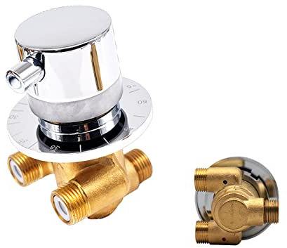 1 Vie Miscelatore Termostatico Rubinetti Doccia, Parete Ottone Miscelatore Vasca Fredda e Calda, Miscelatore Bagno Per Doccia Bagno Cabina, G1/2