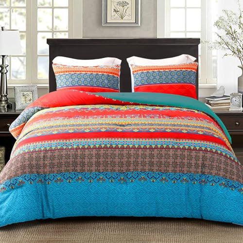 Bettdecke 200x220 Ohne Bezug Nutzbar, Abstrakter Liniendruck Bettdecken Waschbar Ganzjahresdecke Boho 4 Jahreszeiten Steppdecke, Bettzeug Microfaser mit 2 Kissenbezug für Sommer Winter Doppelbett