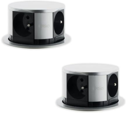 Otio - Lot de 2 Blocs multiprises encastrables compacts 4x2P+T 16A - INOX