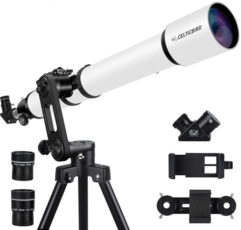 Telescopi per astronomia per adulti, apertura 90 mm, 1000 mm, telescopi rifrattore per adulti principianti bambini con regolazione ad alta precisione, supporto adattatore per telefono, treppiede con